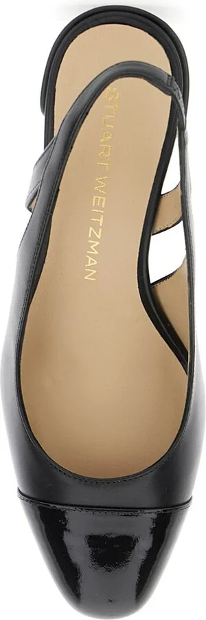 'Sleek' Black Slingback Pumps With Block Heel In Leather Woman - Image 4