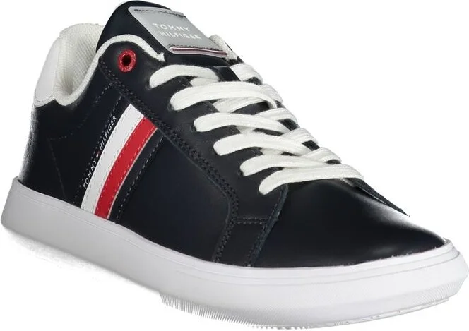 Sleek Blue Lace-Up Sneakers with Contrast Men's Details - Image 2