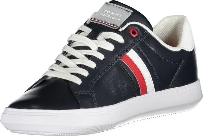 Sleek Blue Lace-Up Sneakers with Contrast Men's Details - Image 3