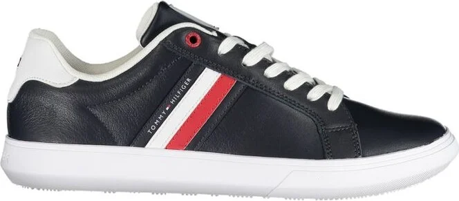 Sleek Blue Lace-Up Sneakers with Contrast Men's Details