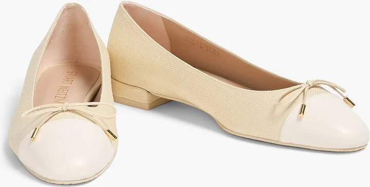 Sleek Bow leather-trimmed tweed ballet flats - Image 2