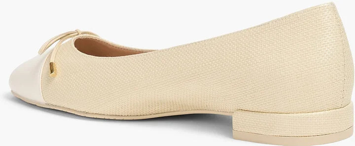 Sleek Bow leather-trimmed tweed ballet flats - Image 3