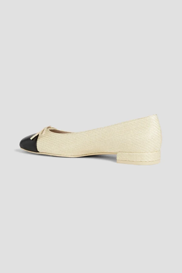 Sleek Bow raffia and leather ballet flats - Image 3