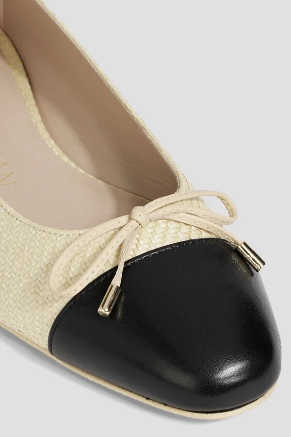 Sleek Bow raffia and leather ballet flats - Image 4