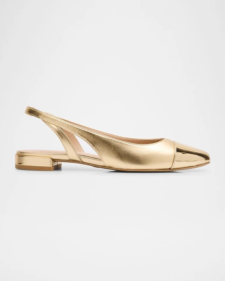 Sleek Cap-Toe Slingback Flats