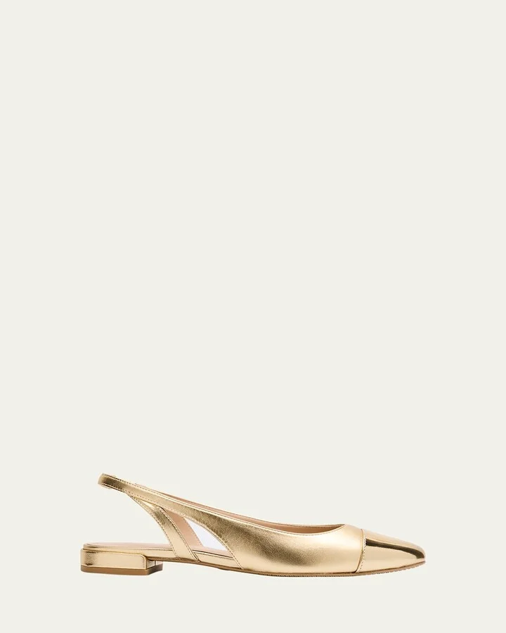 Sleek Cap-Toe Slingback Flats