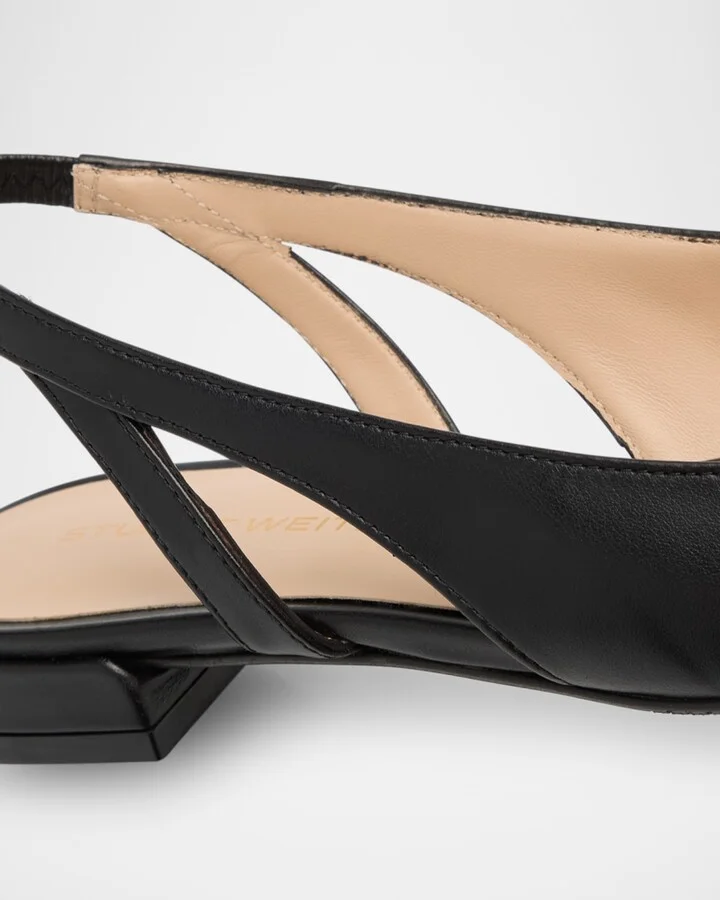 Sleek Leather Slingback Ballerina Flats - Image 2