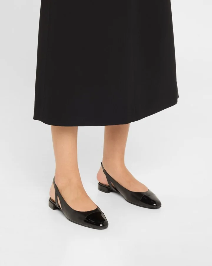 Sleek Leather Slingback Ballerina Flats - Image 4