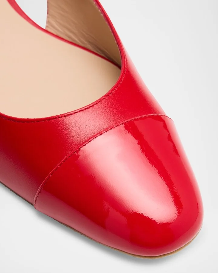 Sleek Leather Slingback Ballerina Flats - Image 9