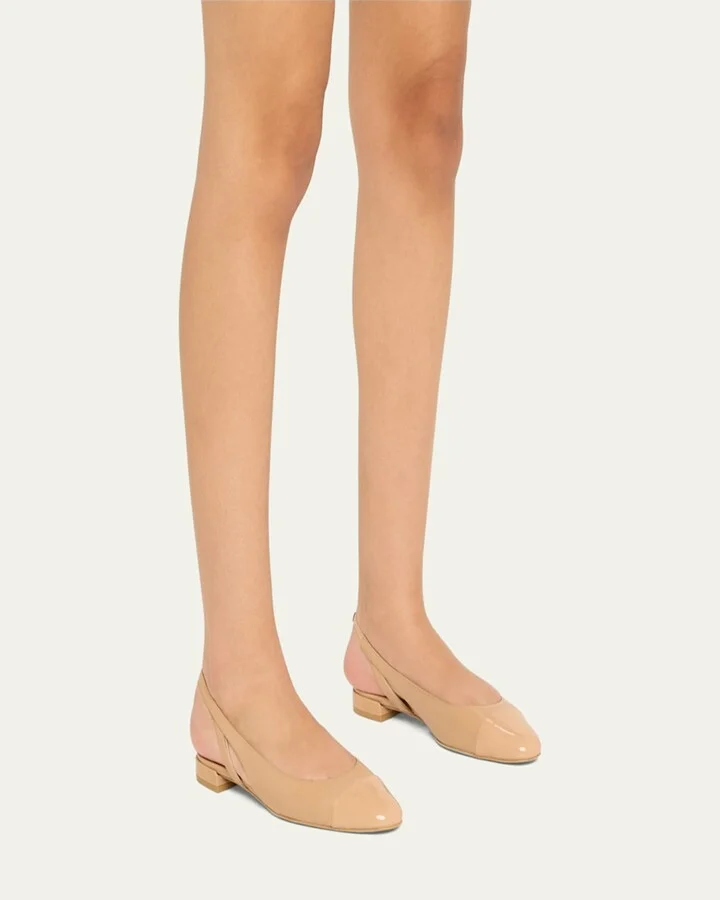 Sleek Leather Slingback Ballerina Flats - Image 3