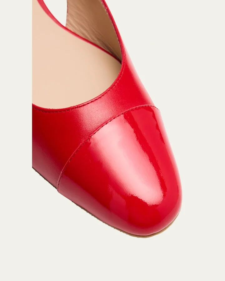 Sleek Leather Slingback Ballerina Flats - Image 7