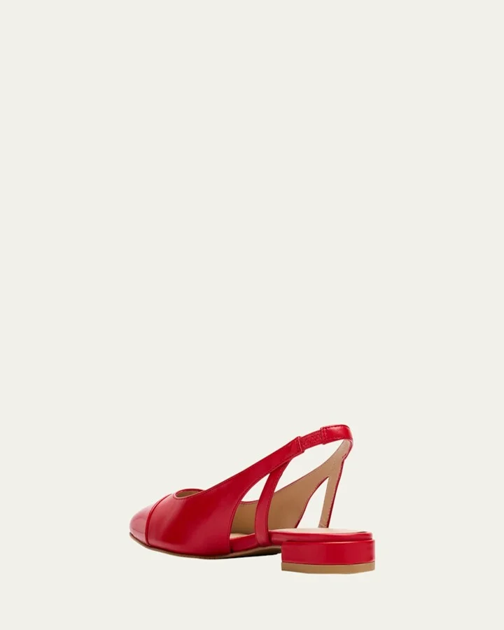 Sleek Leather Slingback Ballerina Flats - Image 8