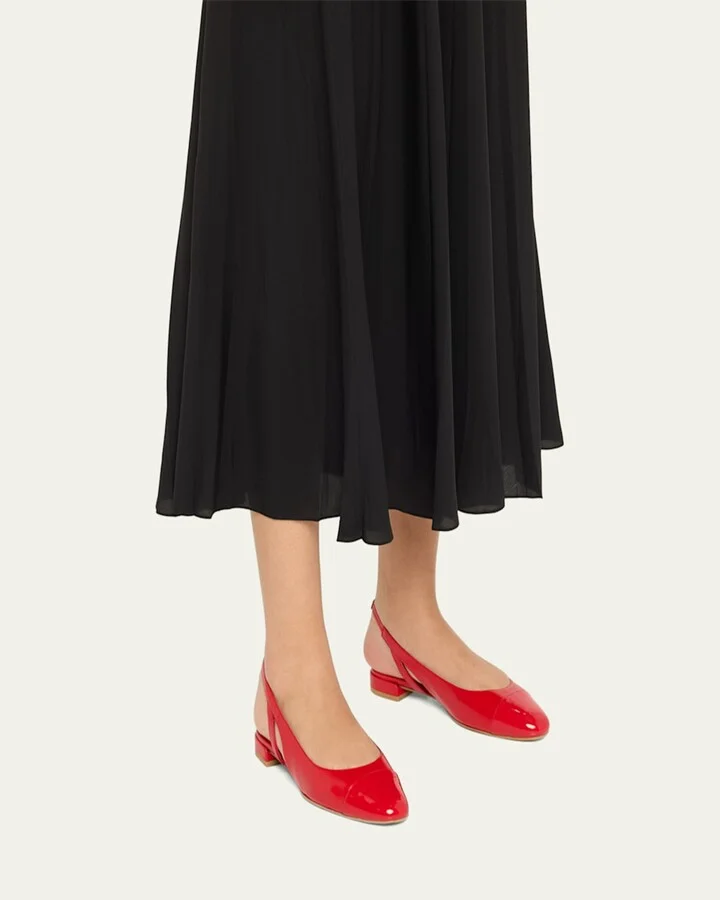 Sleek Leather Slingback Ballerina Flats - Image 9