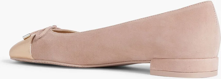 Sleek metallic leather-trimmed suede ballet flats - Image 3
