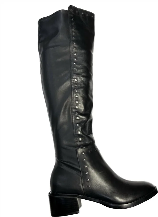 Sleek Over-The-Knee Boot In Noir Vintage Calf
