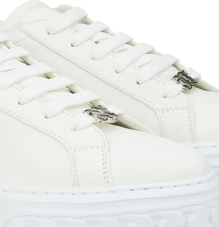 Sleek White Leather Women's Sneakers - Image 4