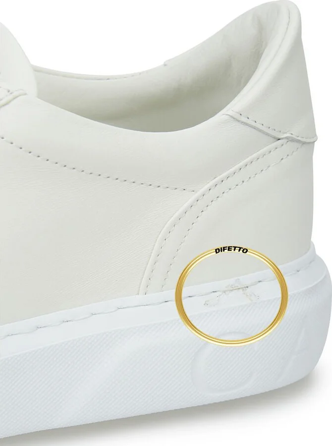 Sleek White Leather Women's Sneakers - Image 5