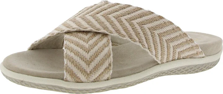 Sleek Womens Padded Insole Woven Slide Sandals