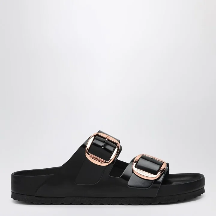 Slide Arizona Big Buckle in shiny black leather