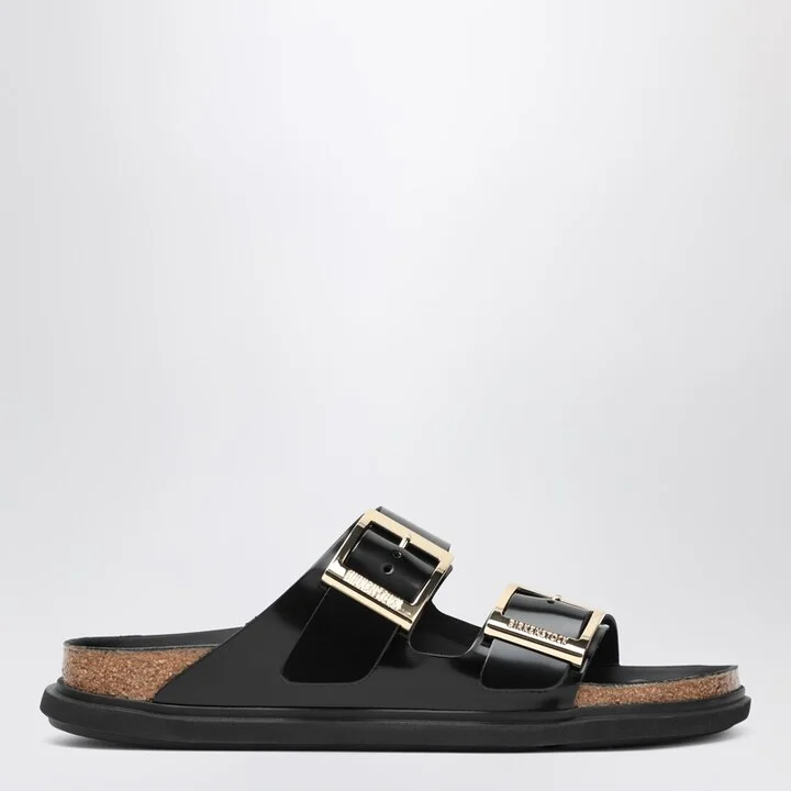 Slide Arizona Droplet Buckle in black patent leather