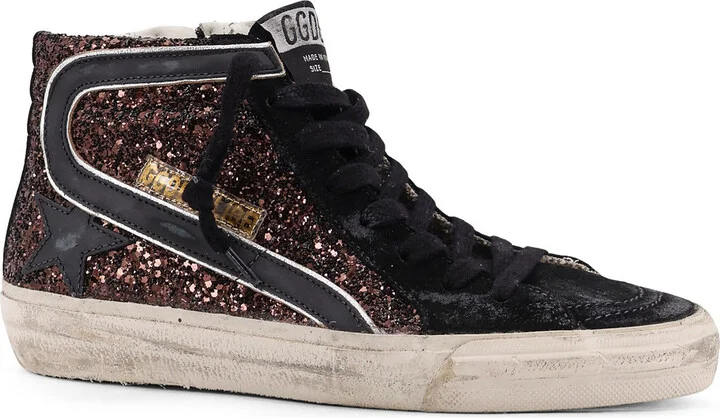 Slide Classic Suede High-top Sneakers With Glitter Inserts - Image 2
