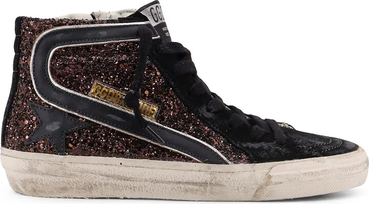 Slide Classic Suede High-top Sneakers With Glitter Inserts