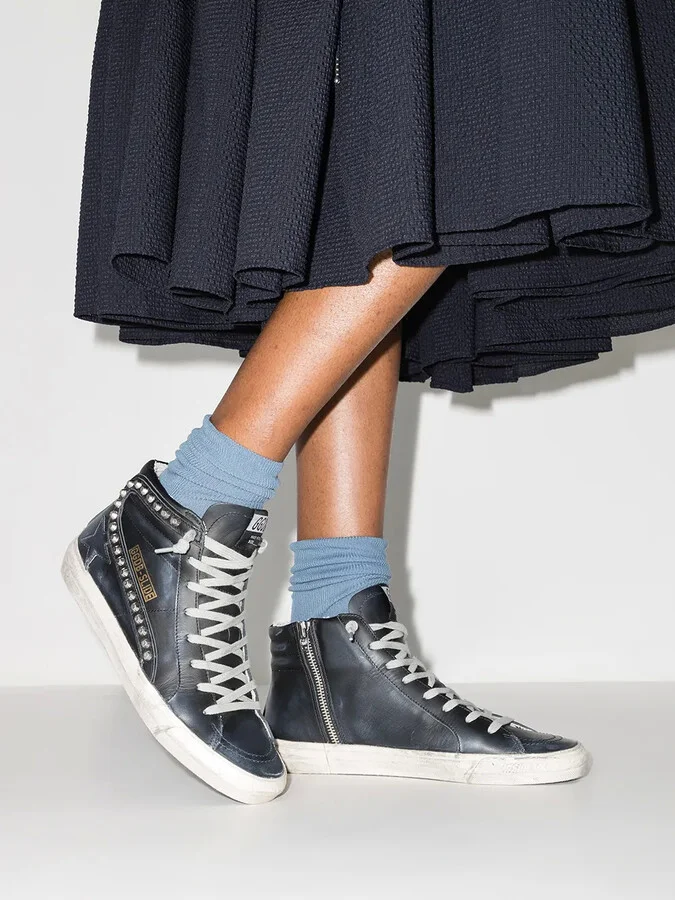 Slide distressed studded sneakers - Image 3