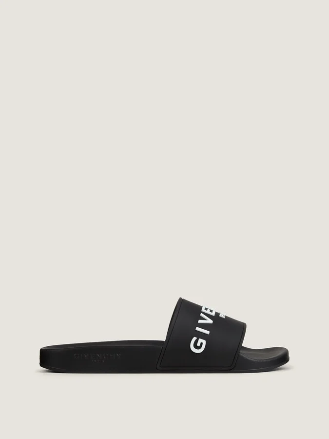 Slide flat sandals in rubber