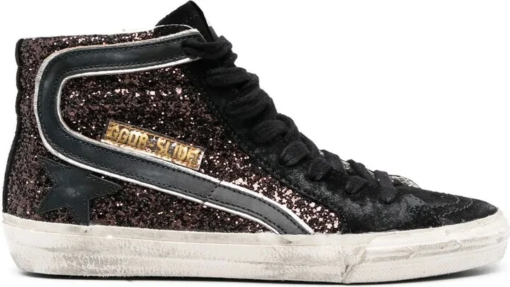 Slide glitter high-top sneakers