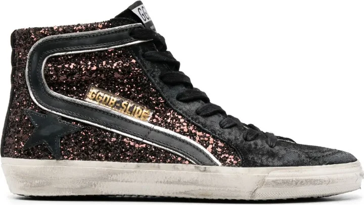 Slide glitter high-top sneakers