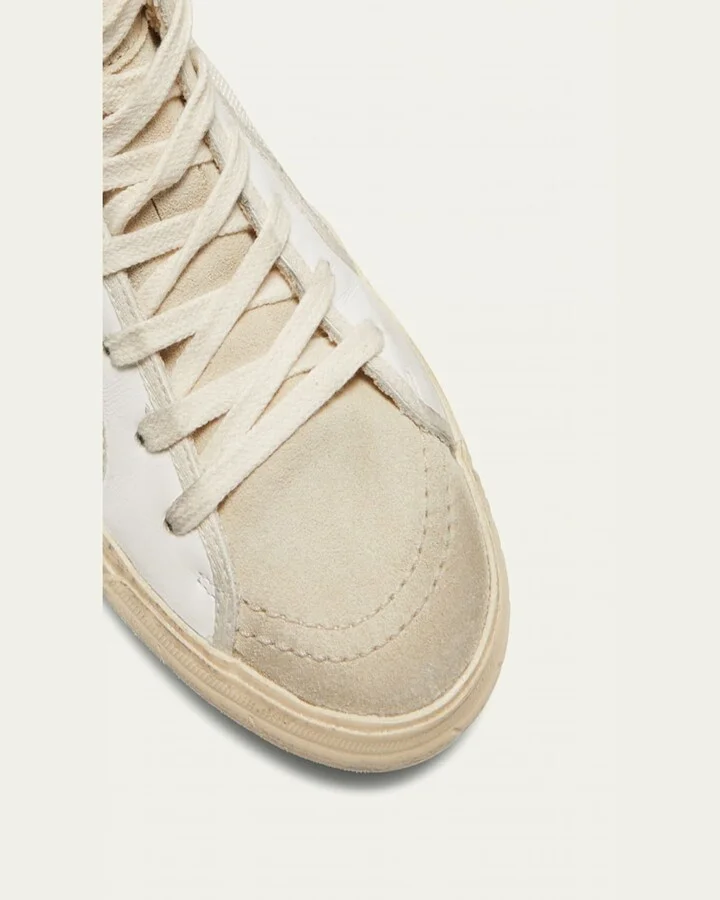 Slide High-Top Glitter Leather Sneakers - Image 4
