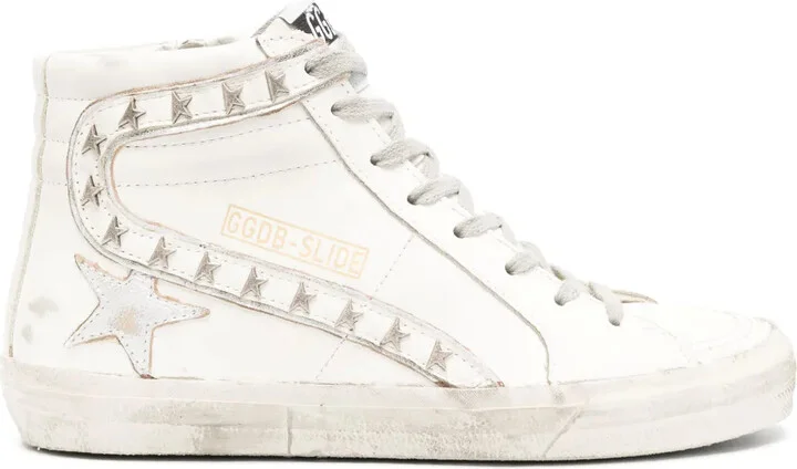 Slide high-top leather sneakers
