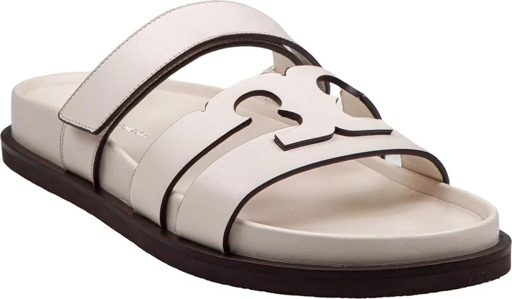 Slide Ines Sport Double T In Ivory Leather - Image 2
