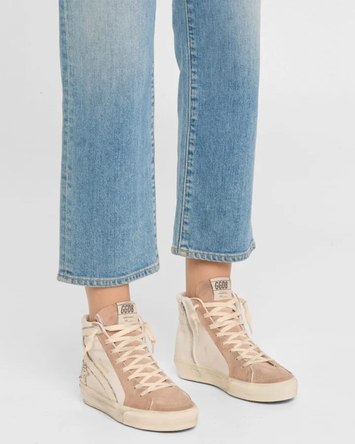 Slide Leather Glitter Mid-Top Sneakers - Image 4