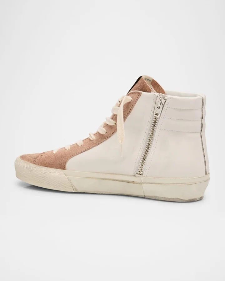 Slide Leather Glitter Mid-Top Sneakers - Image 5