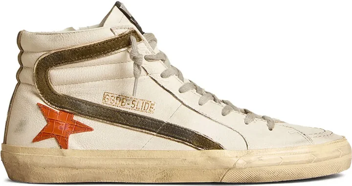 Slide leather high-top sneakers