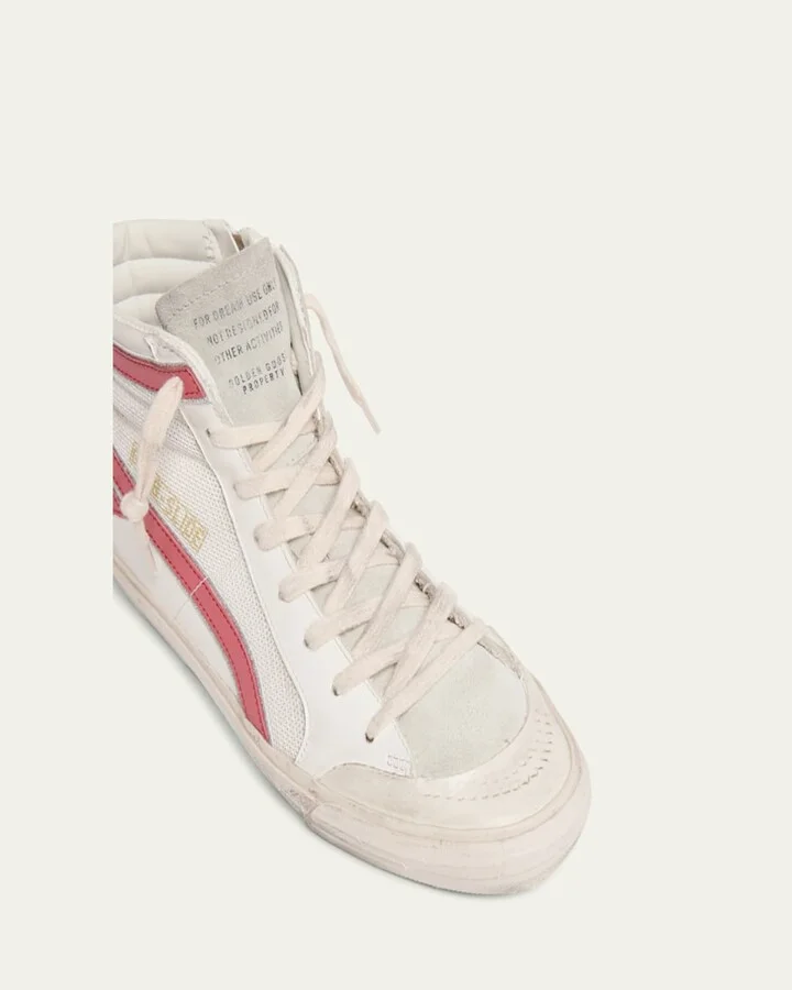 Slide Leather Mesh Mid-Top Sneakers - Image 3