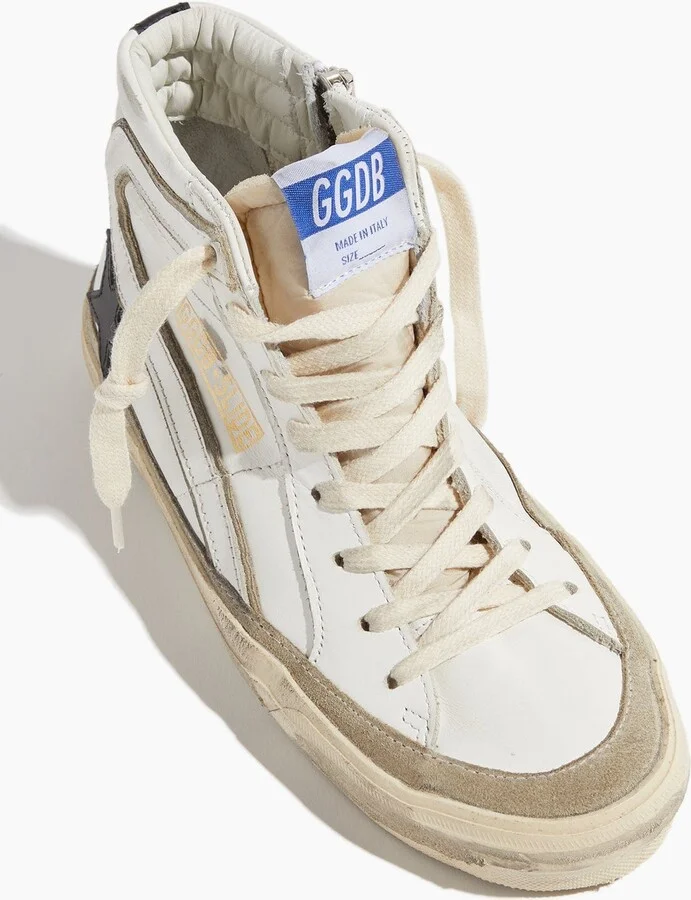 Slide Leather Sneaker in White/Yellow/Black/Taupe - Image 4