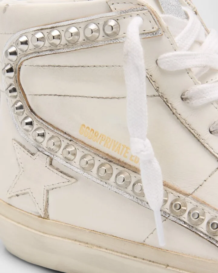 Slide Leather Stud Mid-Top Sneakers - Image 3