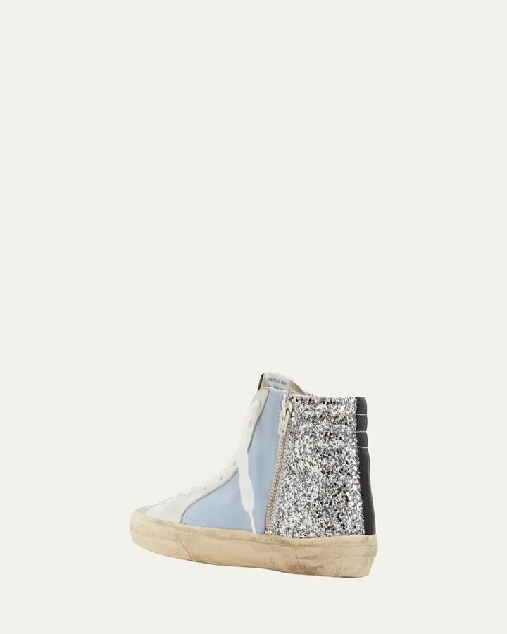 Slide Mid-Top Glitter Leather Sneakers - Image 6