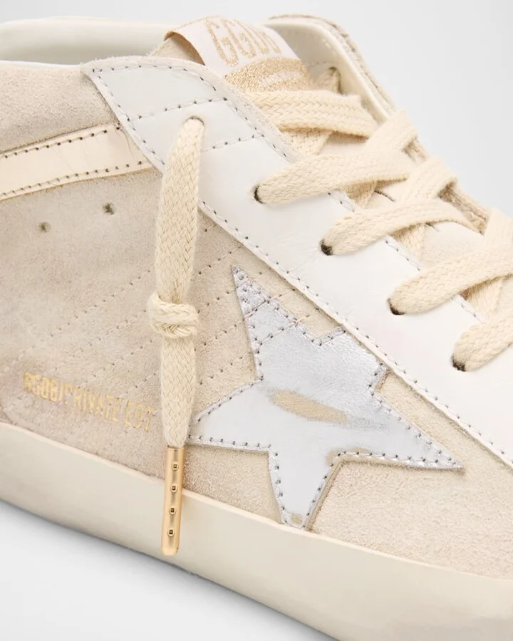 Slide Mixed Leather Mid-Top Sneakers - Image 4