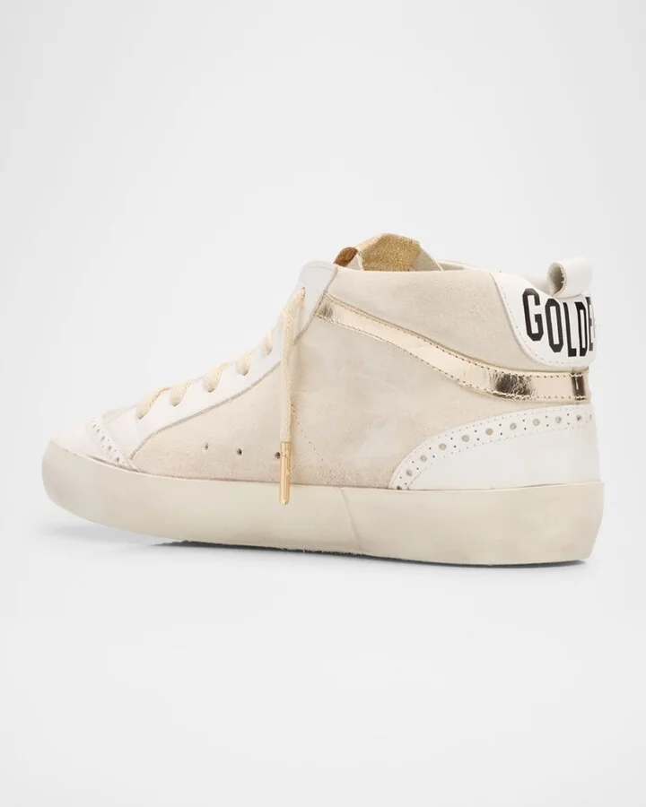 Slide Mixed Leather Mid-Top Sneakers - Image 9