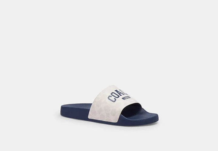 Slide Sandal In Signature Canvas With Varsity Logo