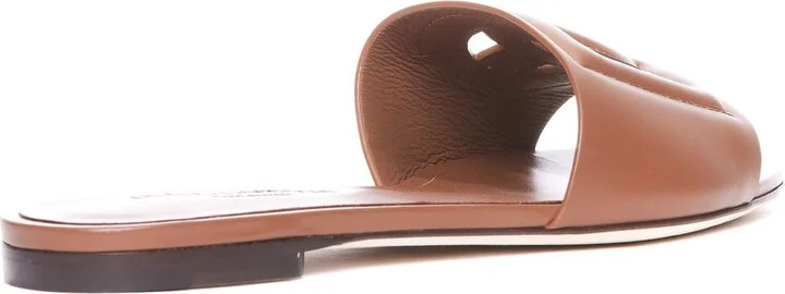 Slide Sandals With Cut Out Logo In Leather Woman - Image 3
