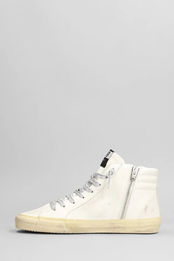 Slide Sneakers In White Leather - Image 3