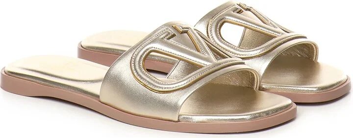 Slide Vlogo Cut-out Sandal In Laminated Leather - Image 2