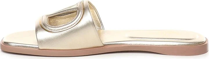 Slide Vlogo Cut-out Sandal In Laminated Leather - Image 4