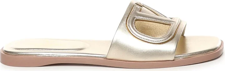 Slide Vlogo Cut-out Sandal In Laminated Leather