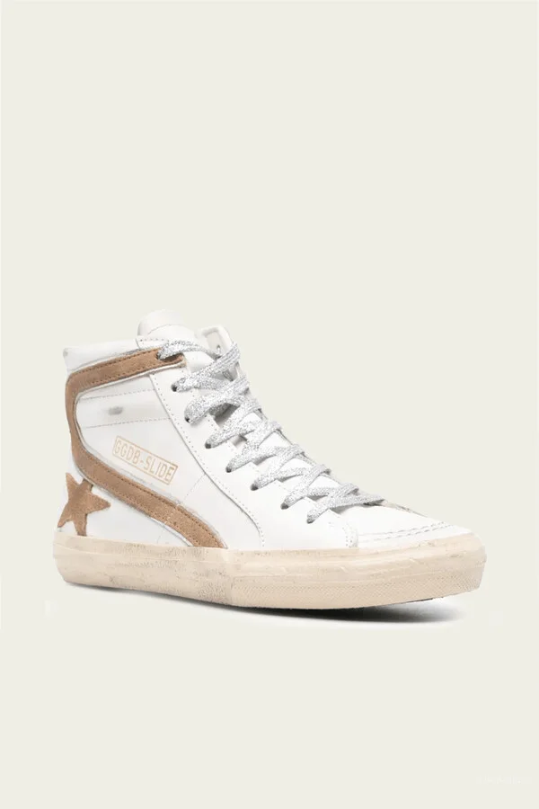 Slide White Tabacco Leather Sneaker - Image 2