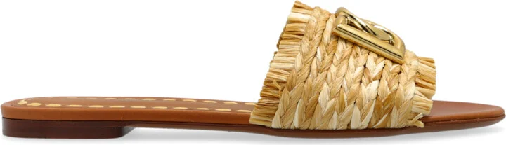 Slides With A Logo-shaped Applique, , - Beige